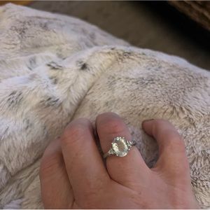 Zales Aquamarine and Diamond 10k White Gold Ring.